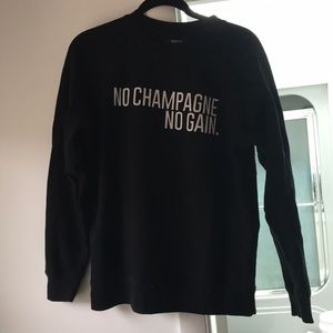 Brunette “No Champagne No Gain” black crewnecm sweatshirt